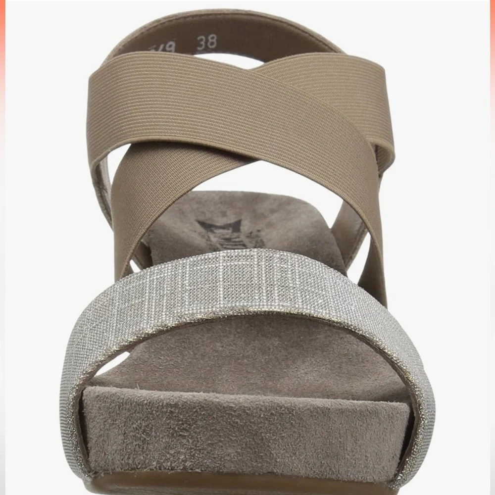 Mephisto Barbara Wedge Sandal in Argentina ( taupe and silver) SZ 40 US 10